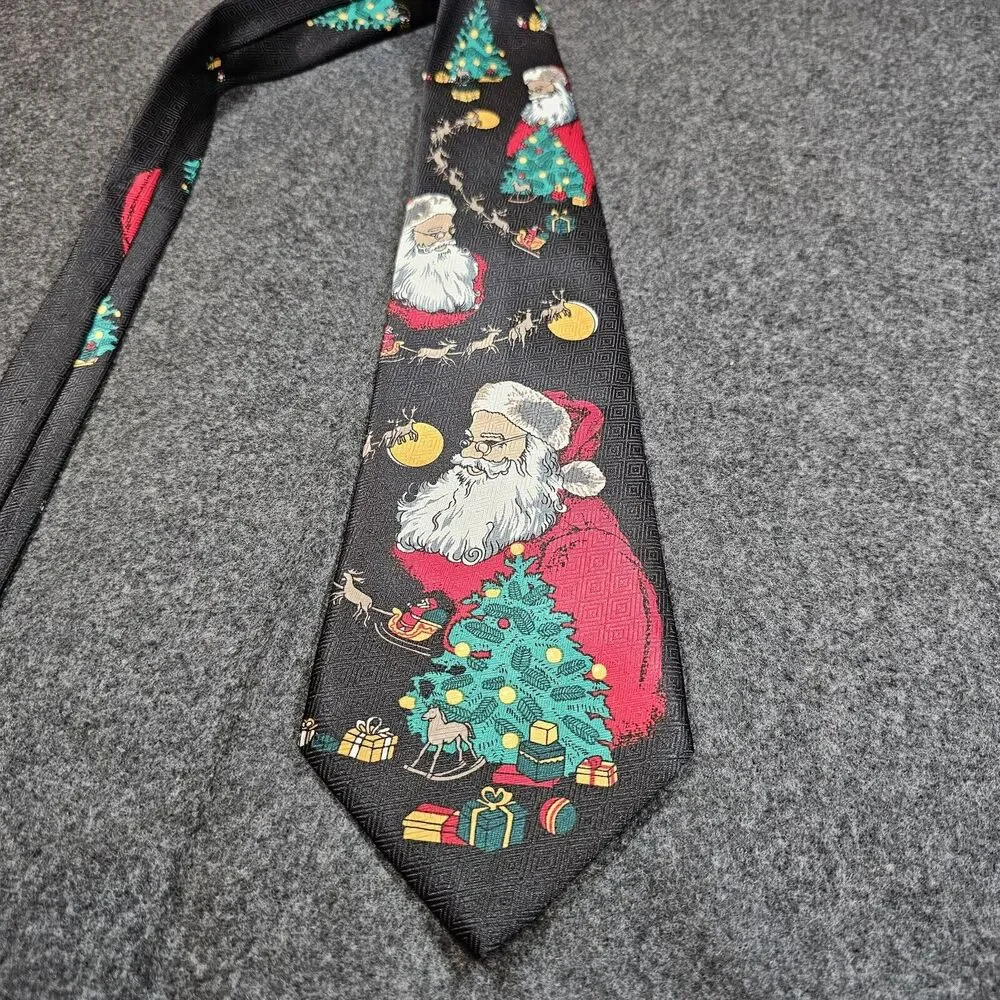Vintage Santa Claus Christmas Tie Holiday Party Necktie